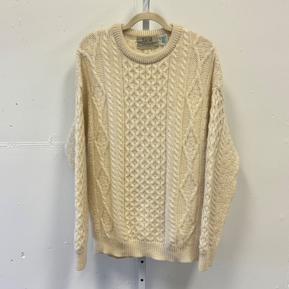 Aran Sweater Market Other - Vintage Aran Sweater Market Ireland Men's Wool Cable Fisherknit Knit Sweater XL